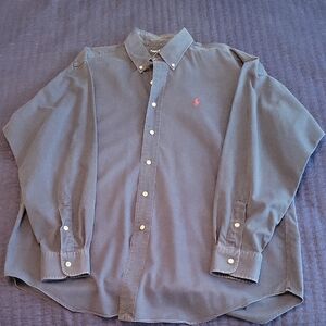 Polo by Ralph Lauren Men's Button-Down Shirt in Gray with Red Logo